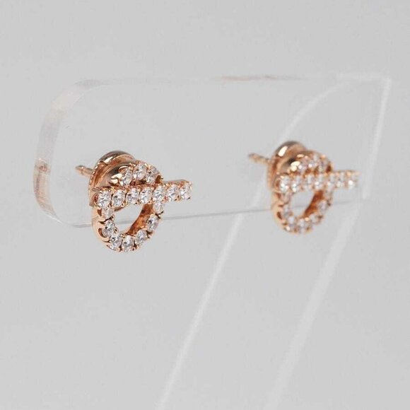 Hermes 18k Rose Gold And Diamond Finesse Stud Earrings - Picture 2 of 5
